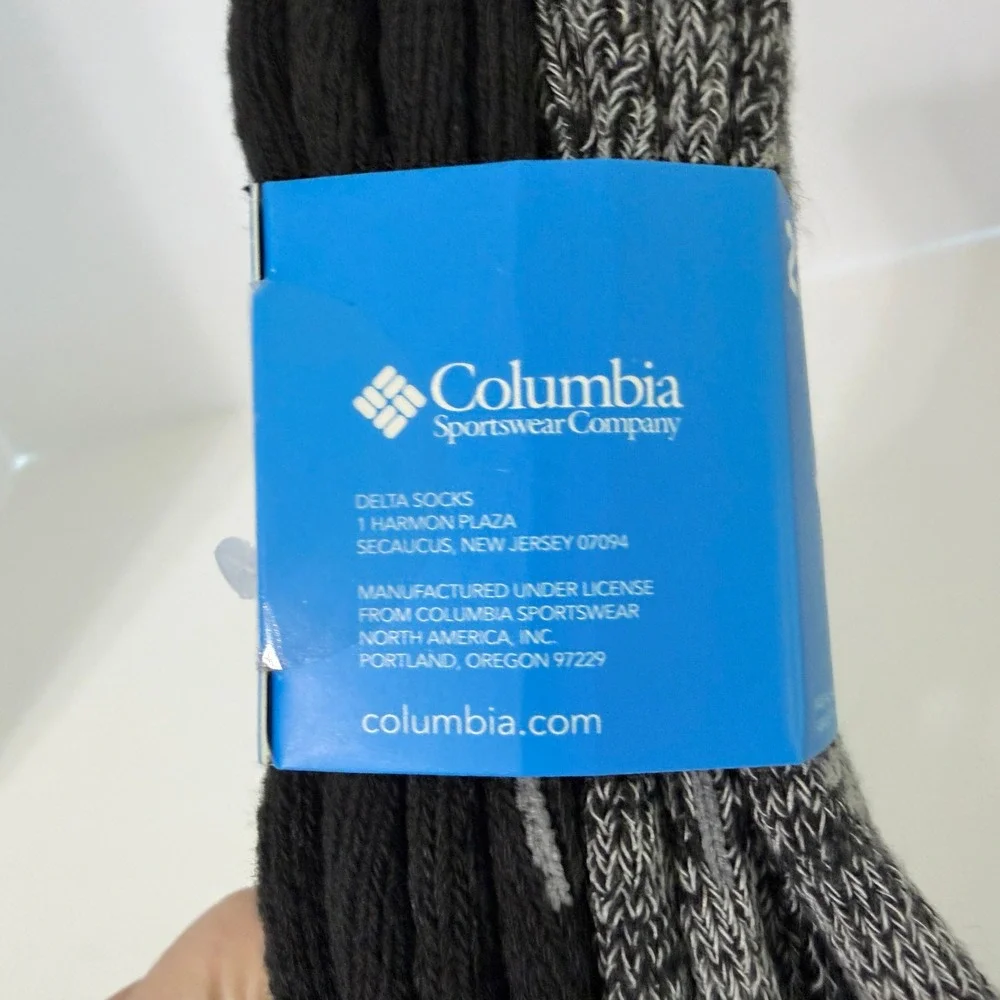 Columbia Womens Crew Socks 2 Pair Pack Black Grey Marled Shoe Size 4-10 RCS584W